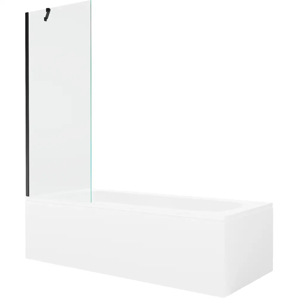 Vega Rektangulært Badekar 150x70 Cm med Kabinett og Enfløyet 70 Cm Dusjdør Gjennomsiktig Svart - 550115070x