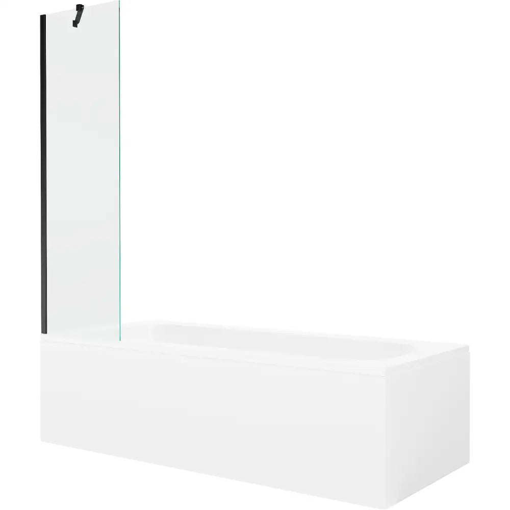 Vega Rektangulært Badekar 150x70 Cm med Kabinett og Enkelt 50 Cm Dusjdør Gjennomsiktig Svart - 550115070x