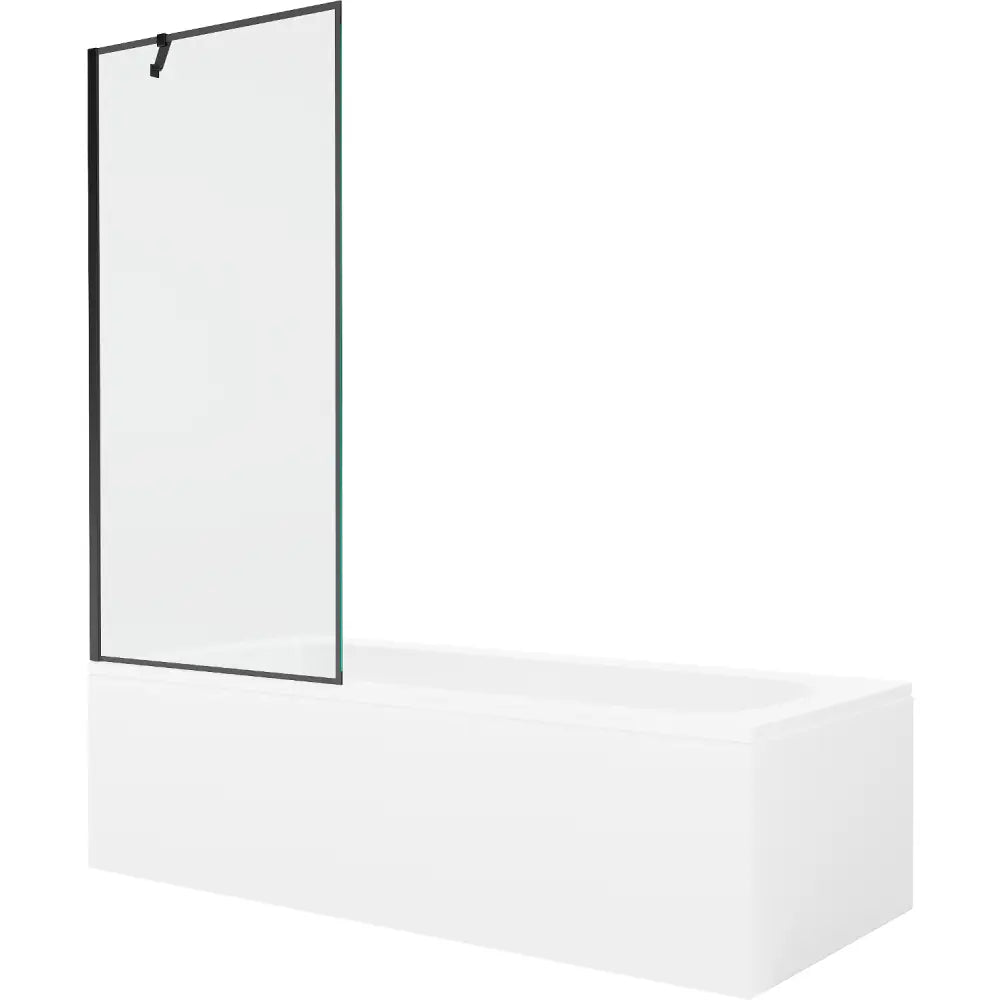 Vega Rektangulært Badekar 150x70 Cm med Kabinett og Ett-vinget Dusjvegg 80 Cm Svart Mønster - 550115070x