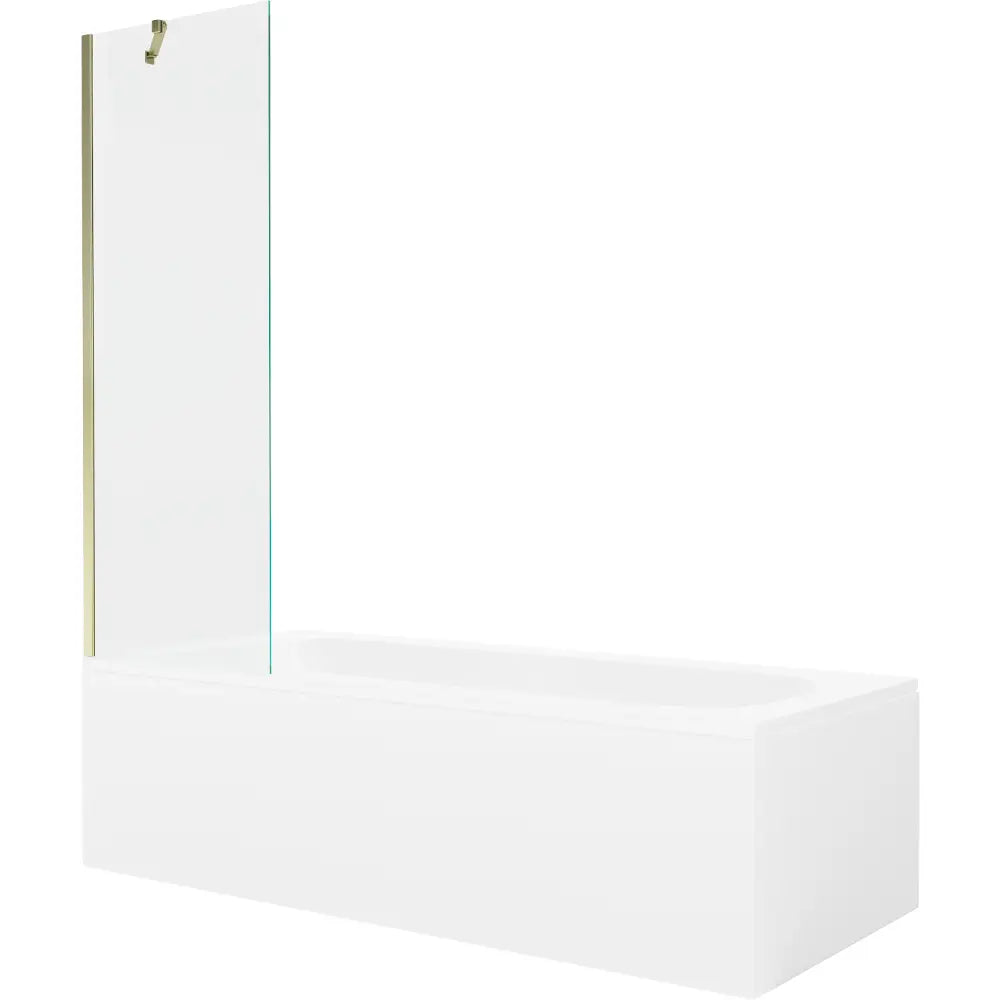 Vega Rektangulært Badekar 160x70 Cm med Kabinett og En-fløyet 60 Cm Skjerm Gjennomsiktig Gull - 550116070x