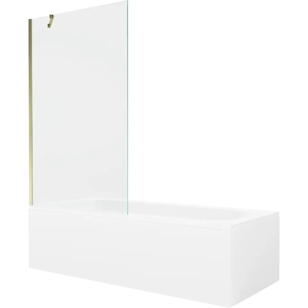 Vega Rektangulært Badekar 160x70 Cm med Kabinett og Enkelt 100 Cm Dusjvegg Transparent Gull - 550116070x