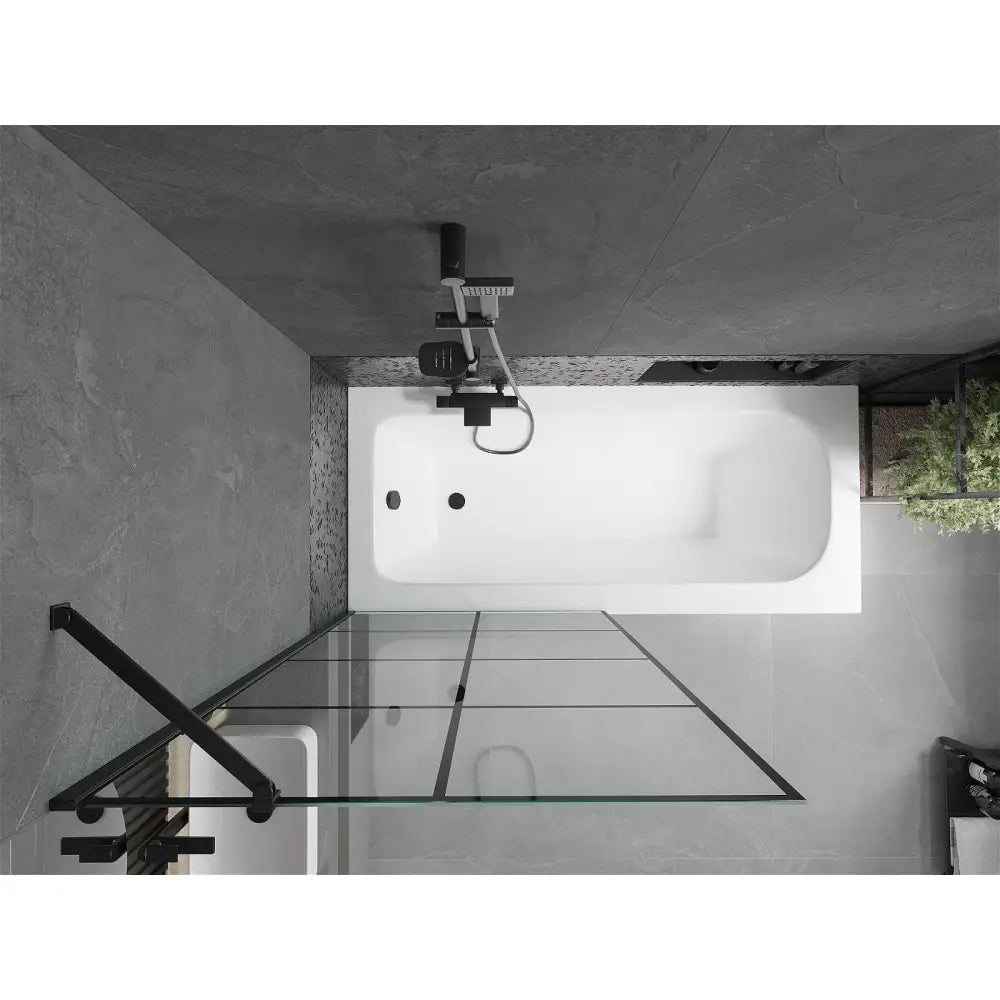 Vega Rektangulært Badekar 170x70 Cm med Kabinett og en 1-panels Dusjvegg 90 Cm Svart Mønster - 550117077x