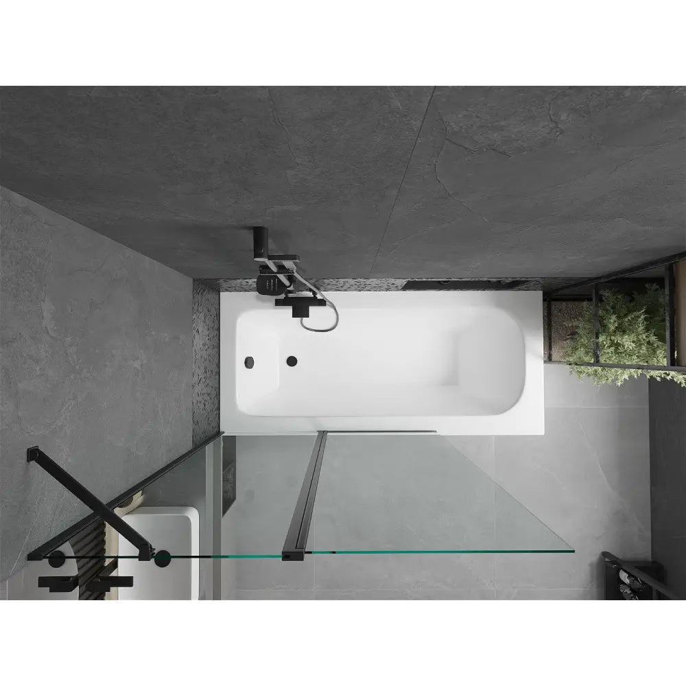 Vega Rektangulært Badekar 170x70 Cm med Kabinett og Enkeltfløyet Dusjvegg 120 Cm Gjennomsiktig Svart - 550117070x