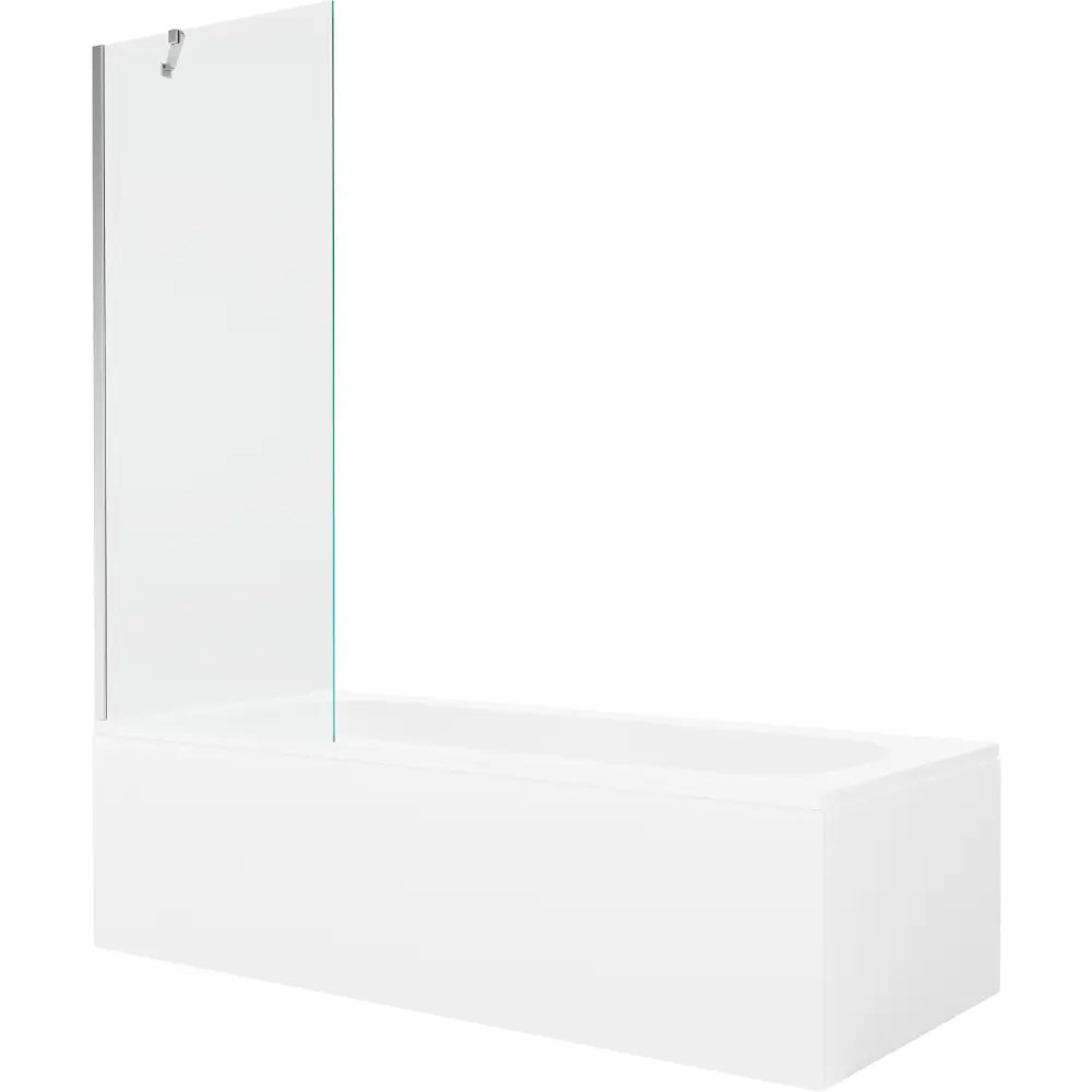 Vega Rektangulært Badekar 170x70 Cm med Kabinett og 1-dørs 70 Cm Skjerm Gjennomsiktig Krom - 550117070x