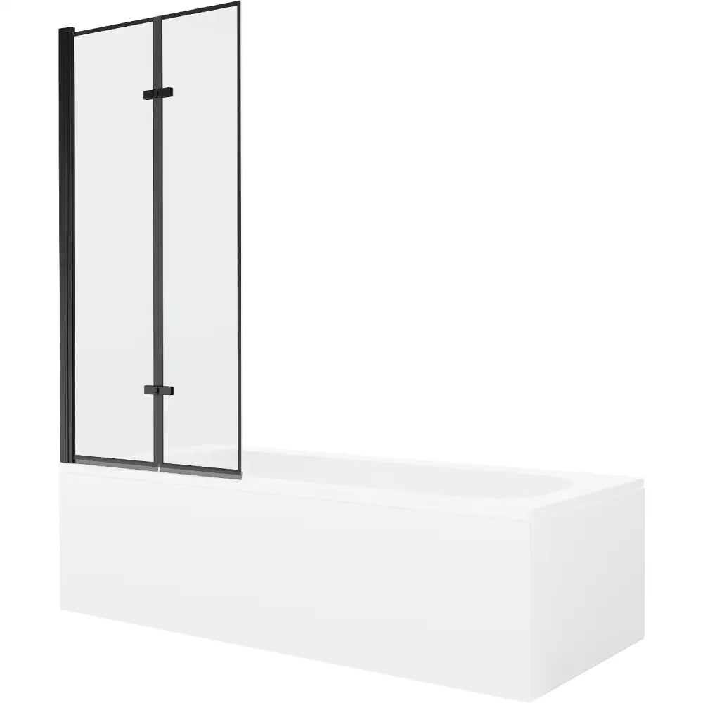 Vega Rektangulært Badekar 170x70 Cm med Kabinett og 2-delt Dusjvegg 80 Cm Svart Mønster - 550117070x