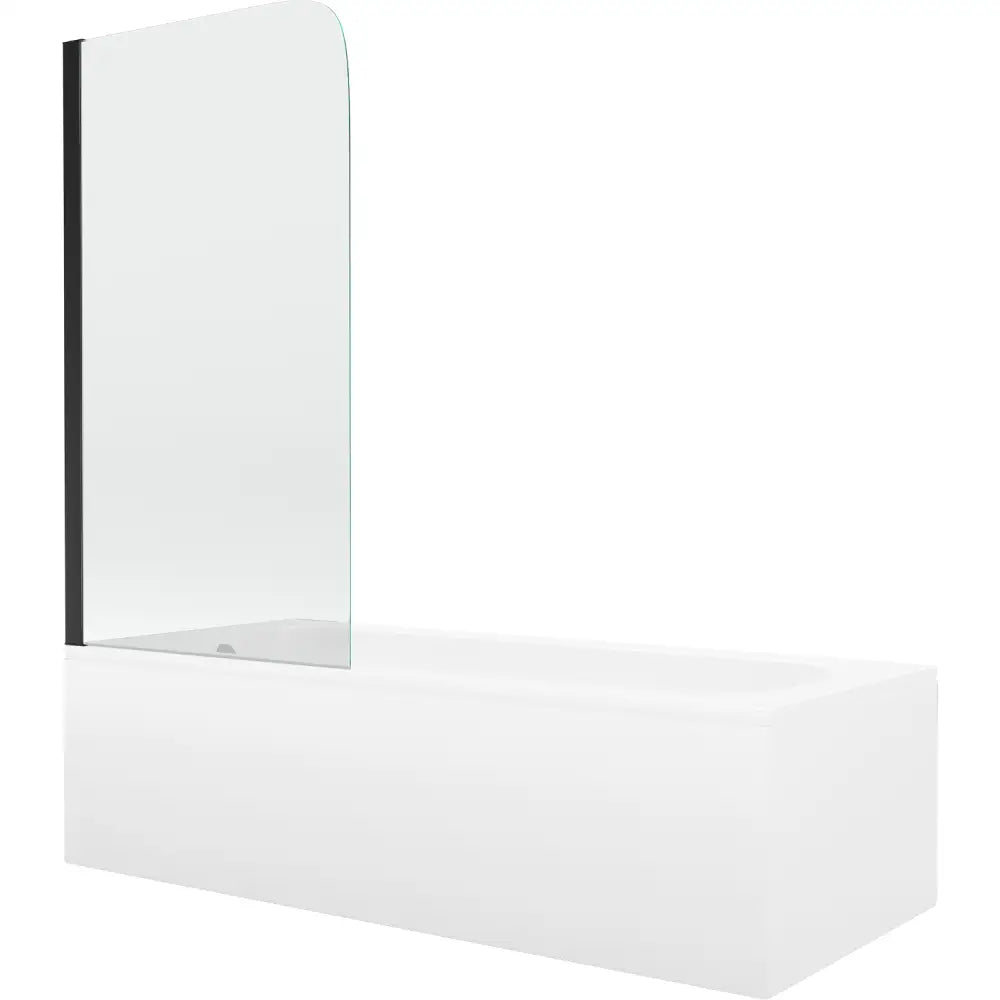 Vega Rektangulært Badekar 180x80 Cm med Kabinett og Enkelt 70 Cm Dør Gjennomsiktig Svart - 550118080x