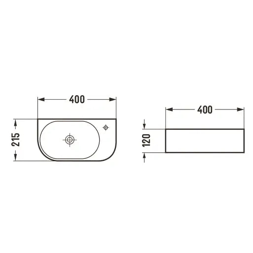 Viera Servant for Montering på Benkeplate Høyre 40x21 Cm Lys Grå Matt - 21274061r