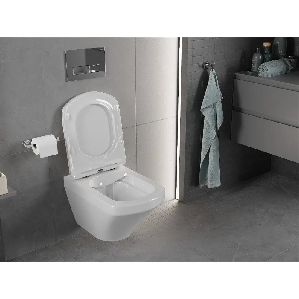 Vito toalettskål Rimless med soft-close sete, slim, duroplast, hvit - – detalj sete