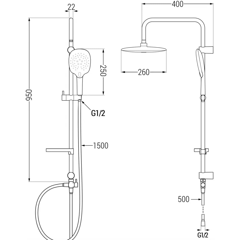 Dusjsett med Takdusj Svart S29