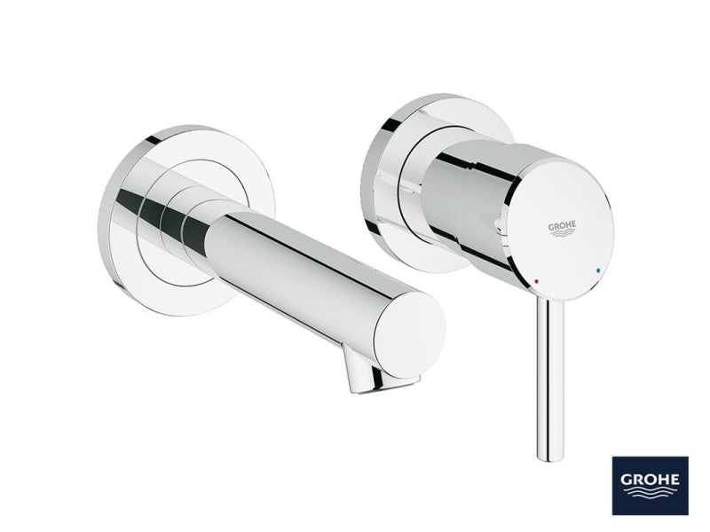 Servantbatteri med innbygging i krom - Grohe Concetto detalj av tut
