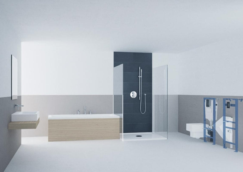 Detalj av ettgreps servantbatteri innbyggings krom Grohe Eurodisc Cosmopolitan