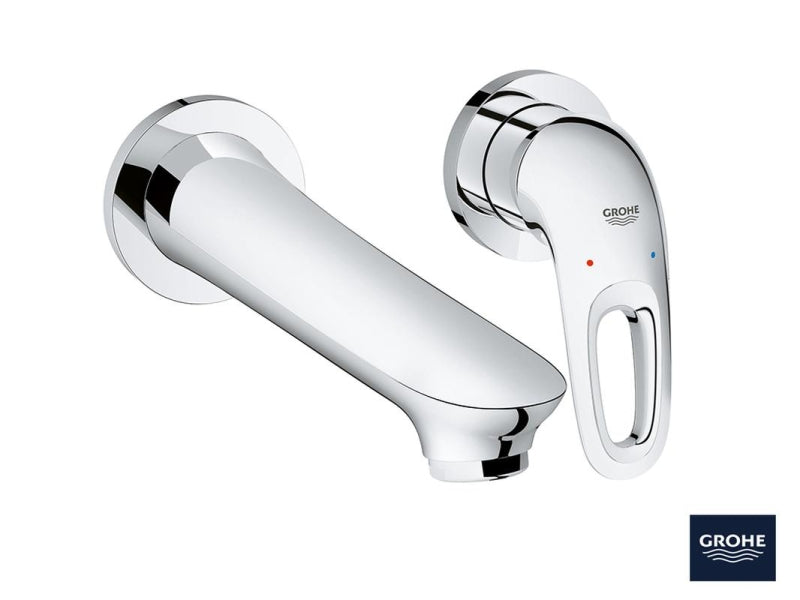 Servantbatteri innbyggings veggmontert krom Grohe Eurostyle detalj