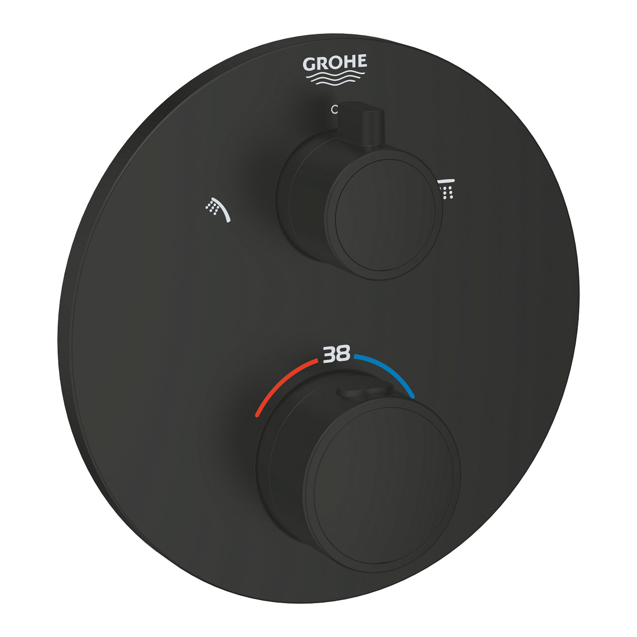 Termostat dusjbatteri innbyggings matt svart Grohe Grohtherm forfra