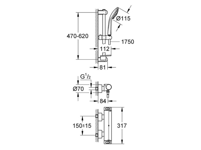 Termostat dusjsett krom Grohe Grohtherm 2000 baksiden