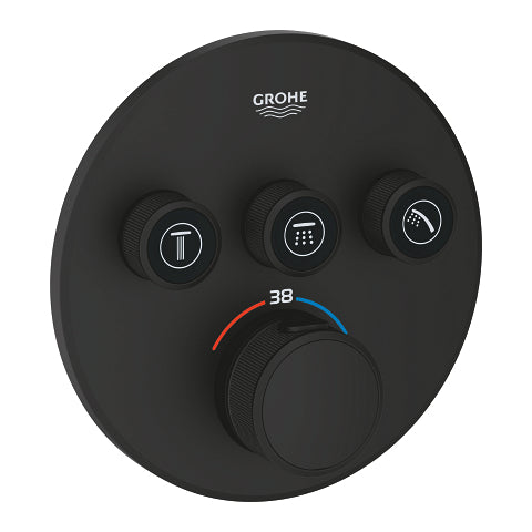Innbyggings termostat phantom black 3 uttak forside