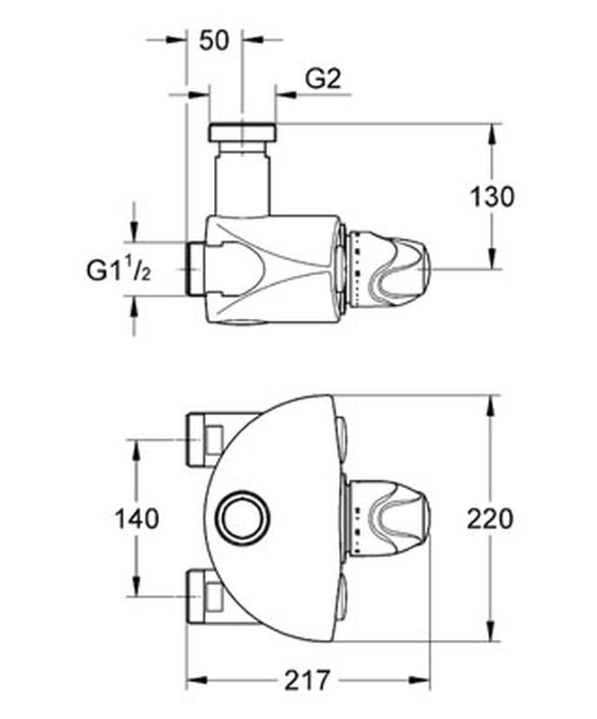 Termostatisk dusjbatteri innbyggings krom Grohe Grohtherm XL bakside