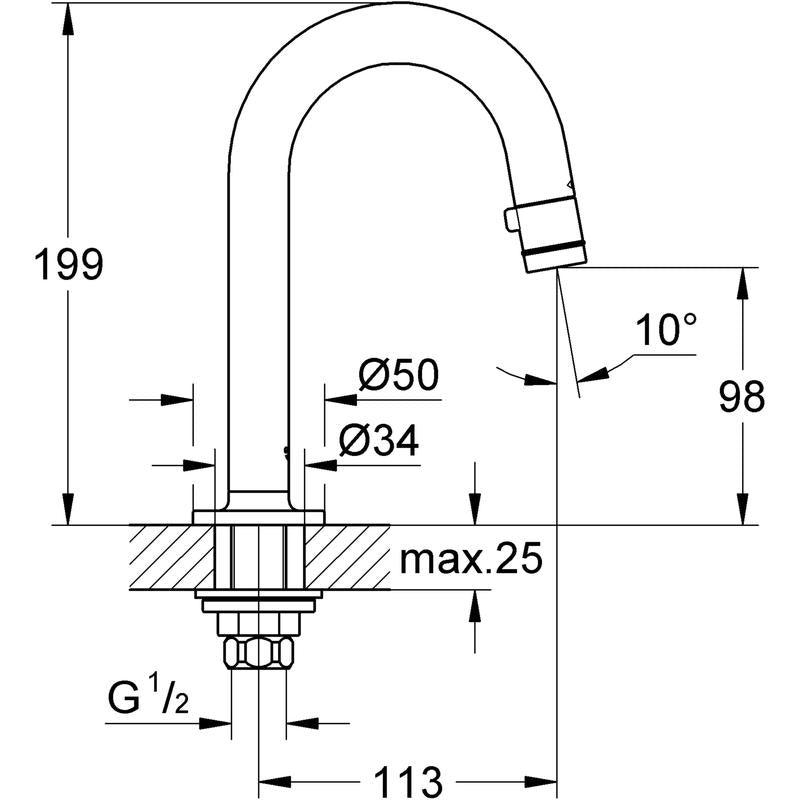 Universaltut krom Grohe Universal bakside