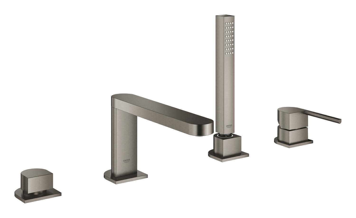 4-hulls badekarbatteri brushed hard graphite Grohe Plus forfra