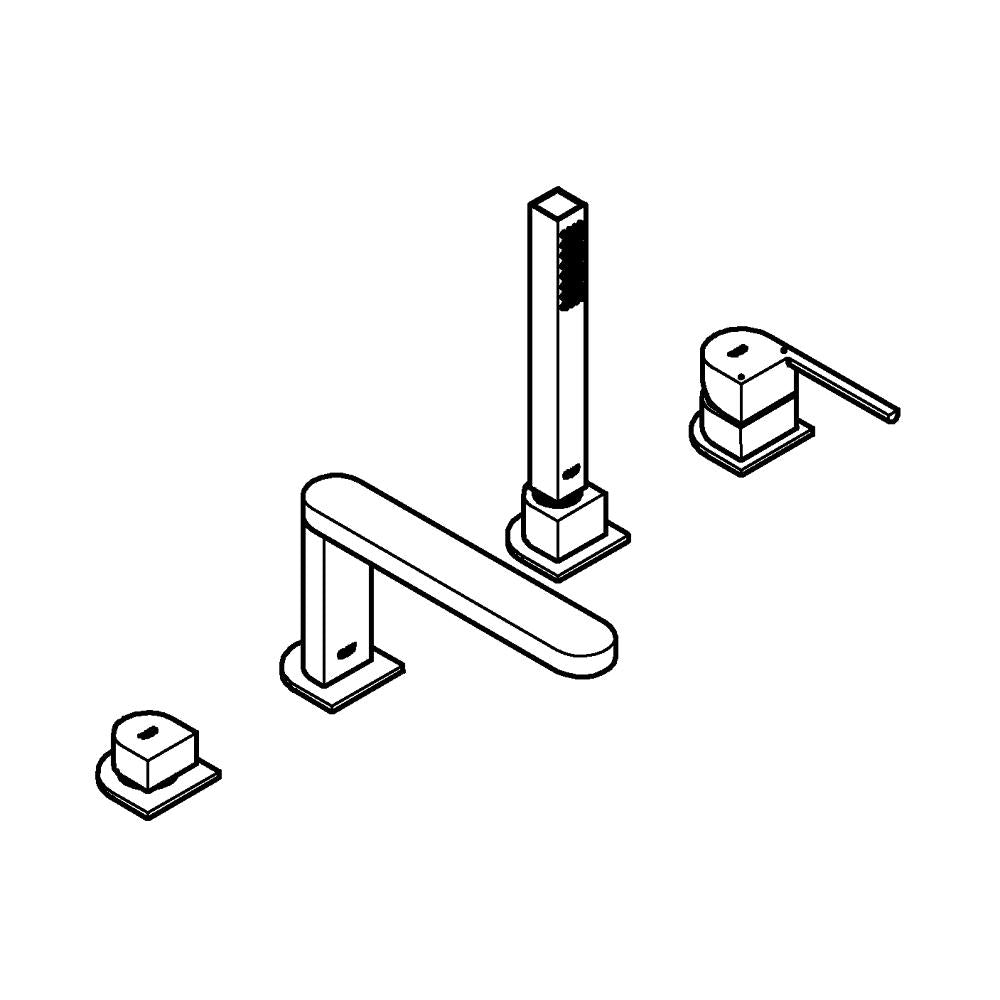 4-hulls badekarbatteri brushed hard graphite Grohe Plus detalj