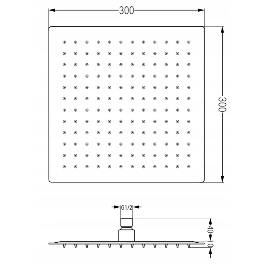 Badekararmatur Innebygd med 30 Cm Regndusj Hvit