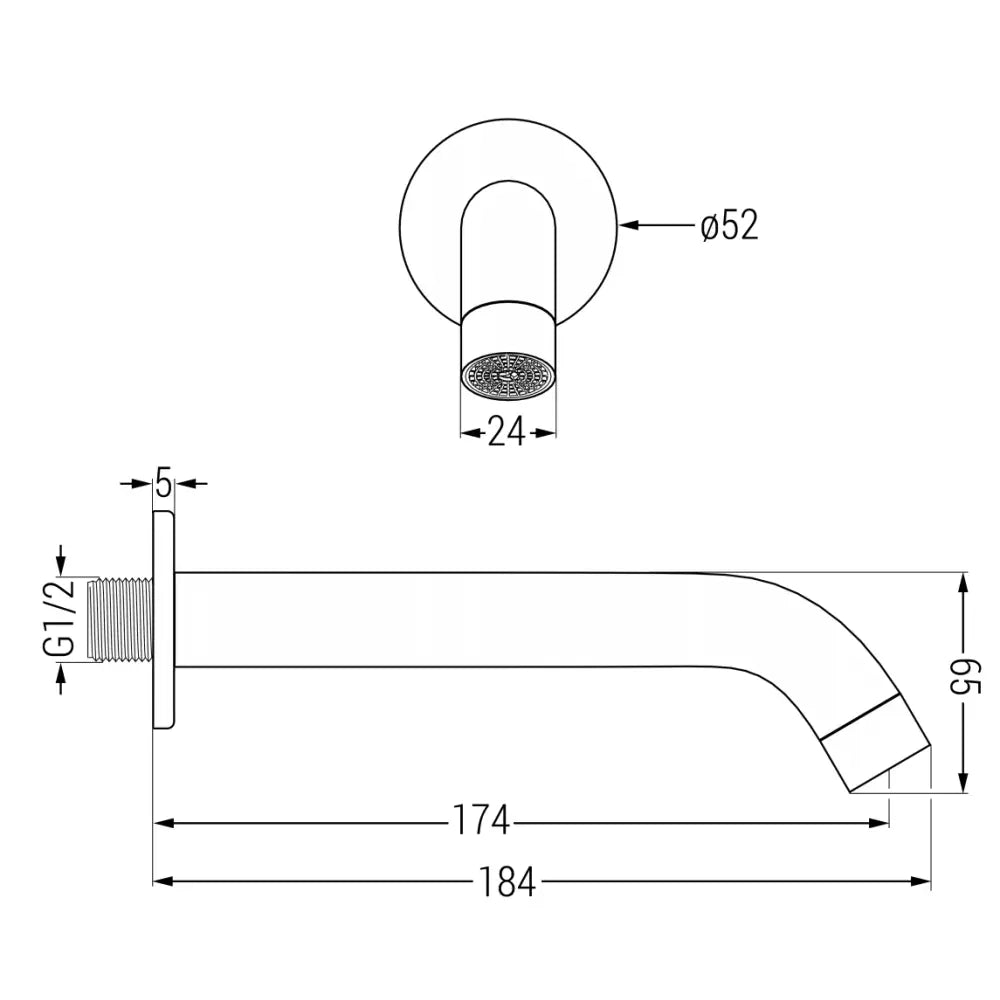 Badekararmatur med 30 Cm Regndusj Krom