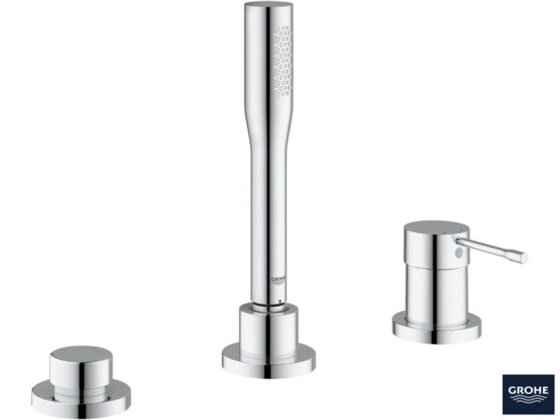 Badekarbatteri 3-hulls ettgreps krom Grohe Essence New bakside