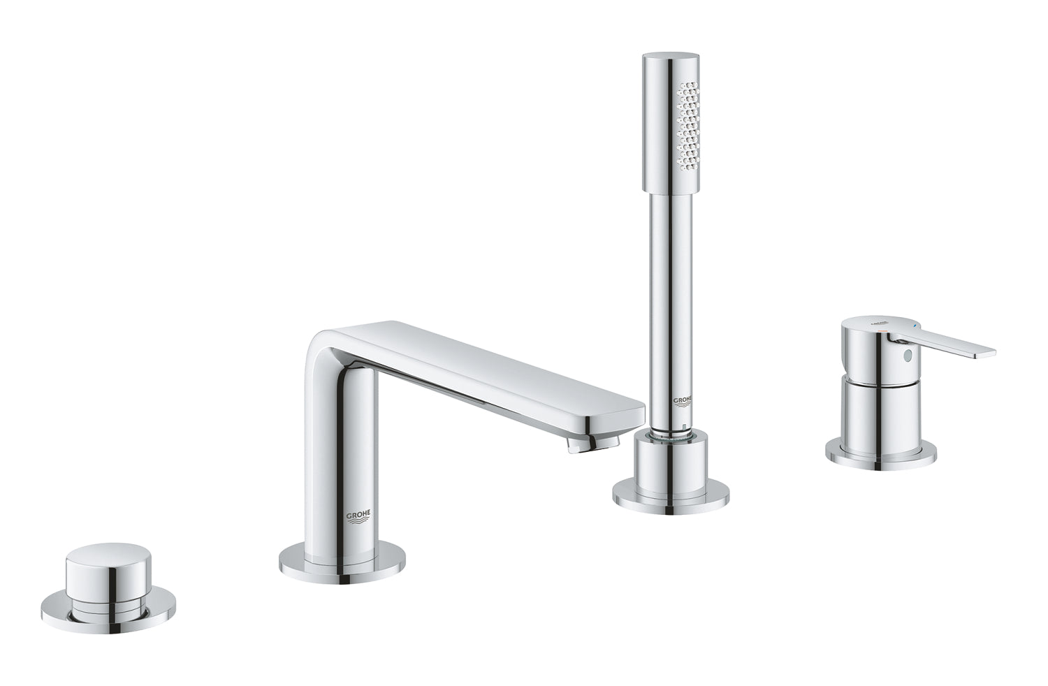 Badekarbatteri 4-hulls med hånddusj krom Grohe Lineare forfra