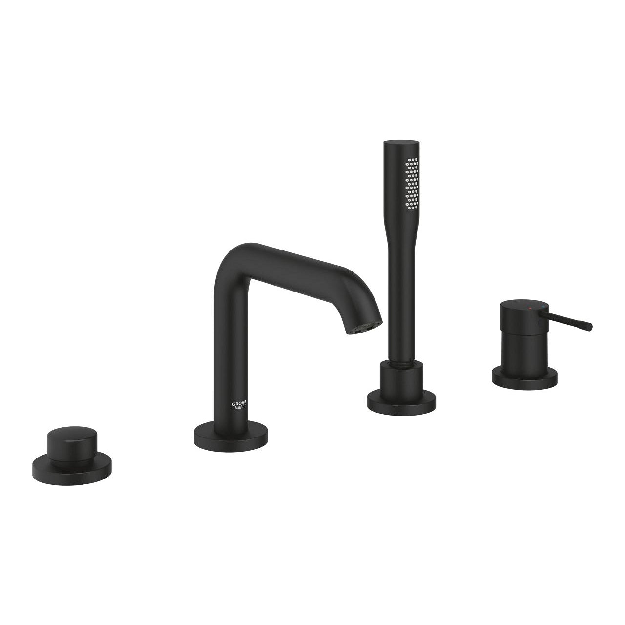 Badekarbatteri 4-hulls phantom black Grohe Essence forfra
