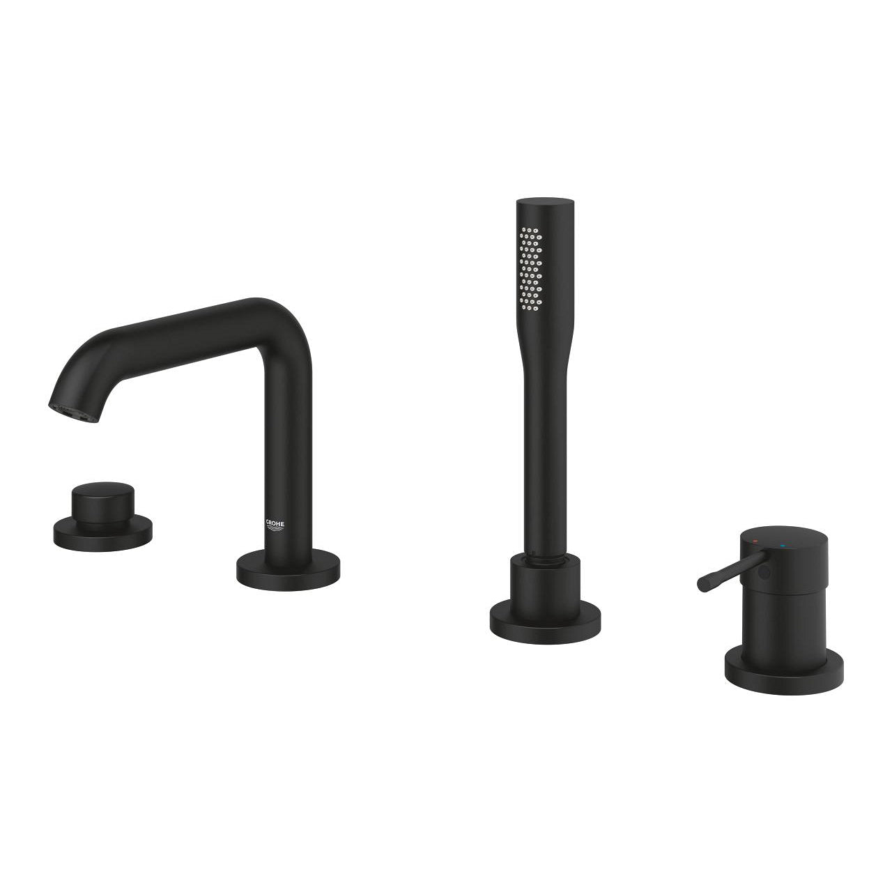 Badekarbatteri 4-hulls phantom black Grohe Essence bakside