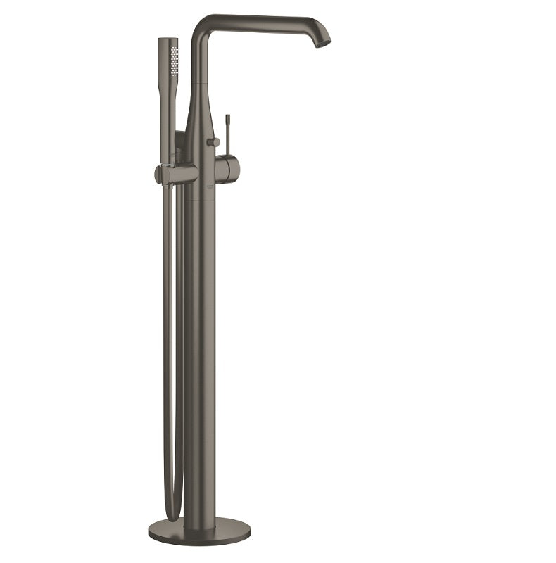 Badekarbatteri frittstående børstet hard grafitt Grohe Essence forfra