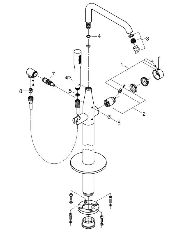 Badekarbatteri frittstående krom Grohe Essence New med slange