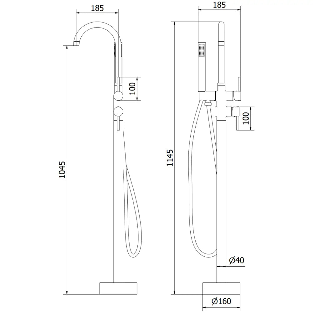 Badekarbatteri Frittstående Krom S4