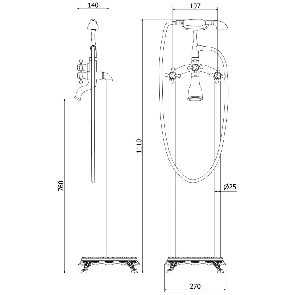 Badekarbatteri Frittstående S4