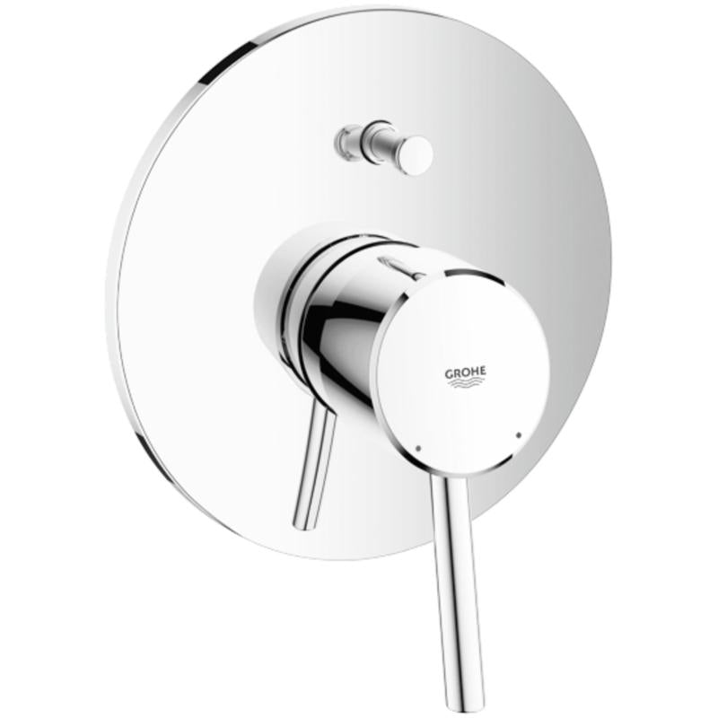 Nærbilde av kromfinish på Badekarbatteri innbyggings ettgreps Grohe Concetto
