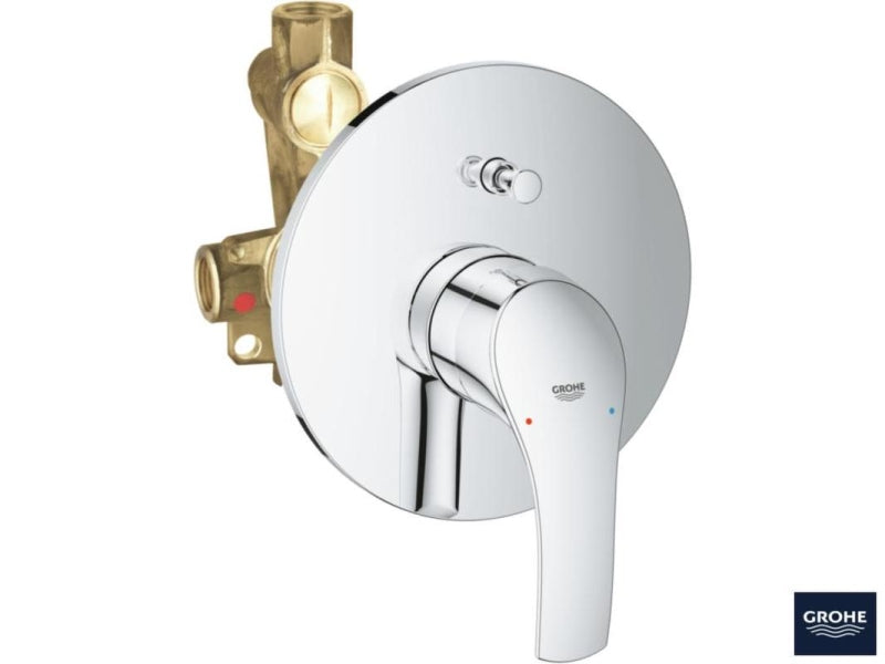 Detalj av badekarbatteri innbyggings i krom Grohe Eurosmart