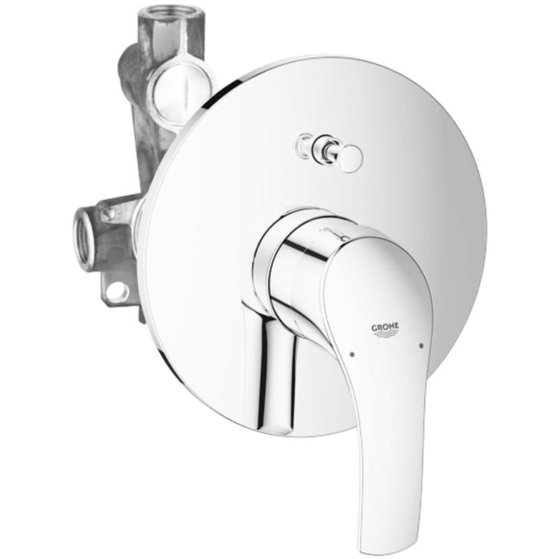 Sidevisning av badekarbatteri innbyggings i krom Grohe Eurosmart