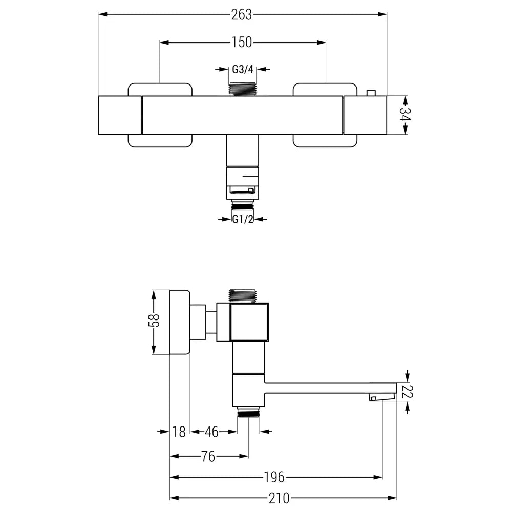 Badekarbatteri Termostatisk Gull S1