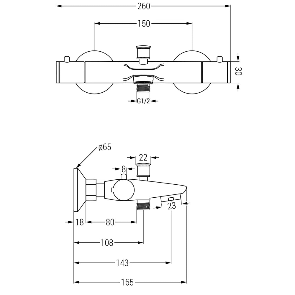 Badekarbatteri Termostatisk Krom S3