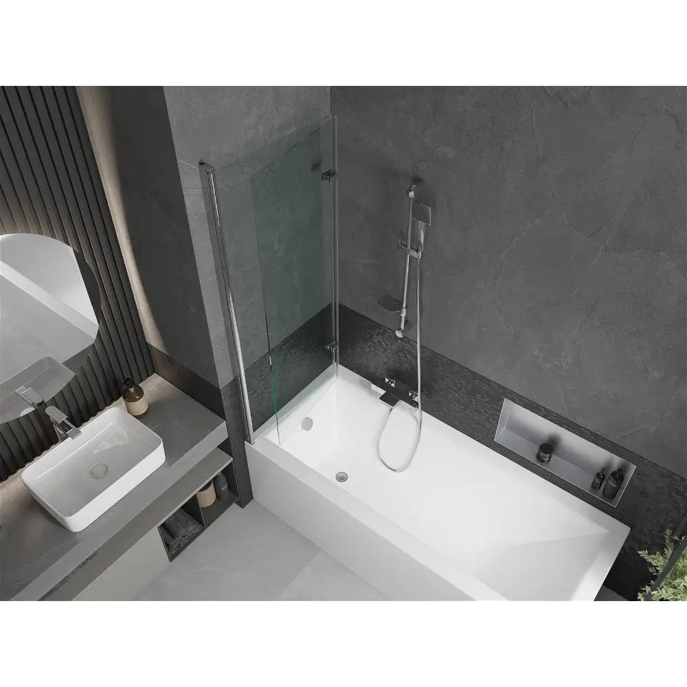 Badekarvegg 2-delt 120x150 Cm Gjennomsiktig Krom