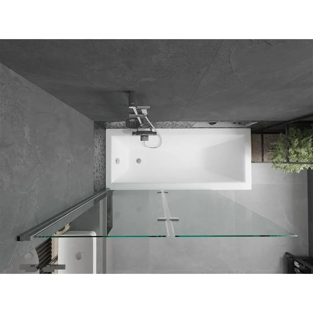 Badekarvegg 2-delt 120x150 Cm Gjennomsiktig Krom