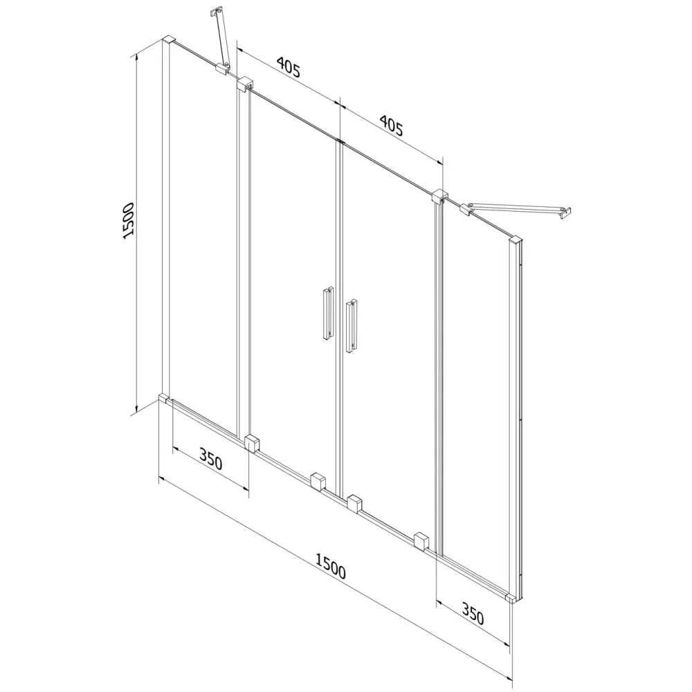 Badekarvegg 2-delt Skyvbar 150x150 Cm Gjennomsiktig Børstet Kobber