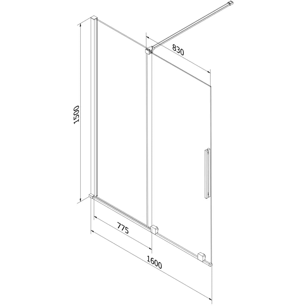 Badekarvegg 2-delt Skyvbar 160x150 Cm Gjennomsiktig Børstet Gull S1