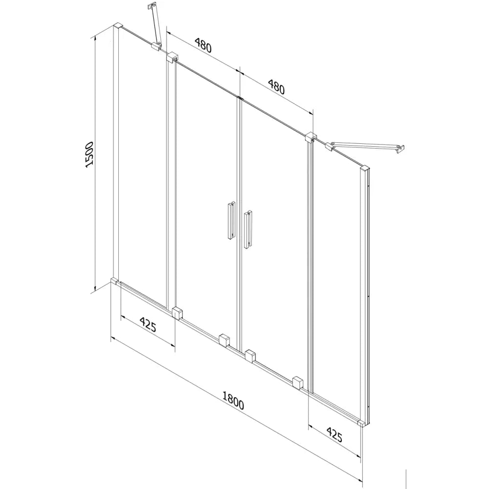 Badekarvegg 2-delt Skyvbar 180x150 Cm Gjennomsiktig Gull S1