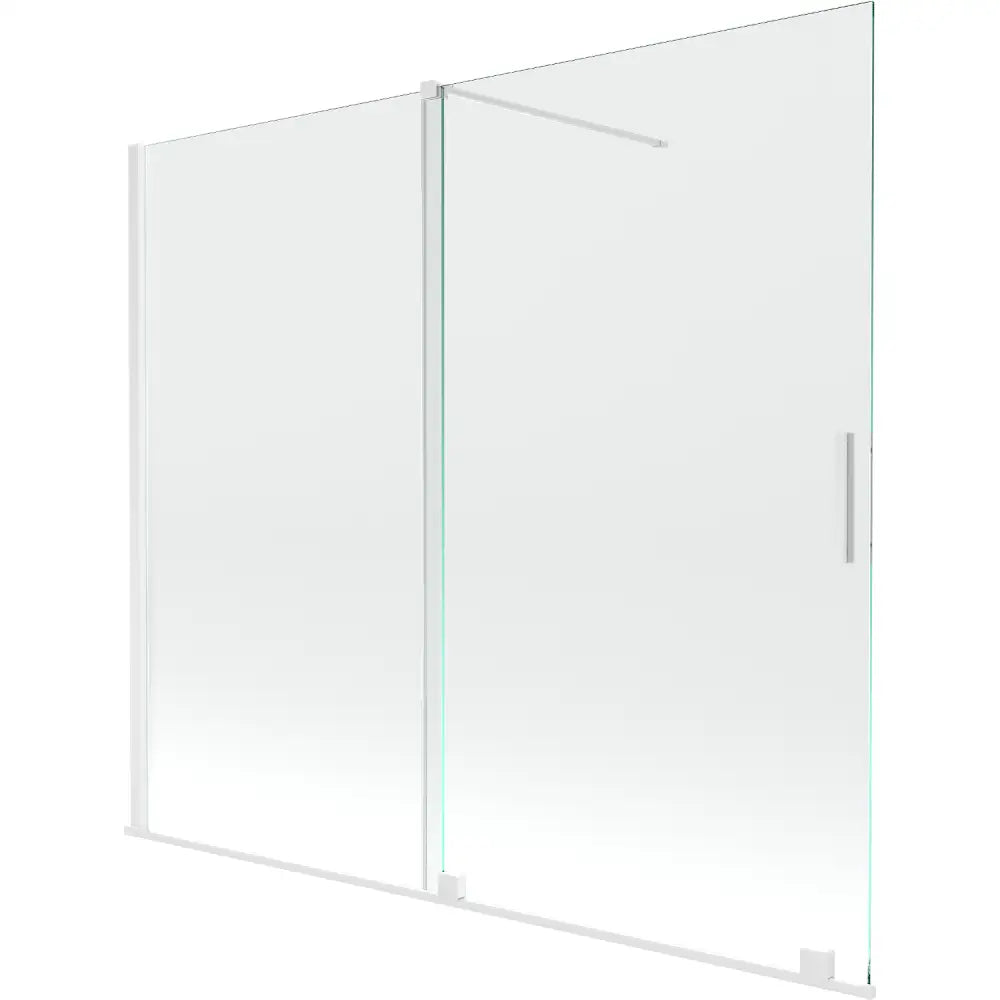 Badekarvegg 2-fold Skyvbar 180x150 Cm Transparent Hvit