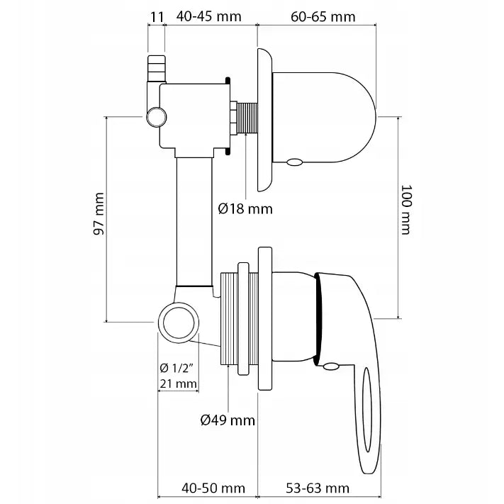 Batteri Til Massasjedusj 10 Cm / 3 Funksjoner