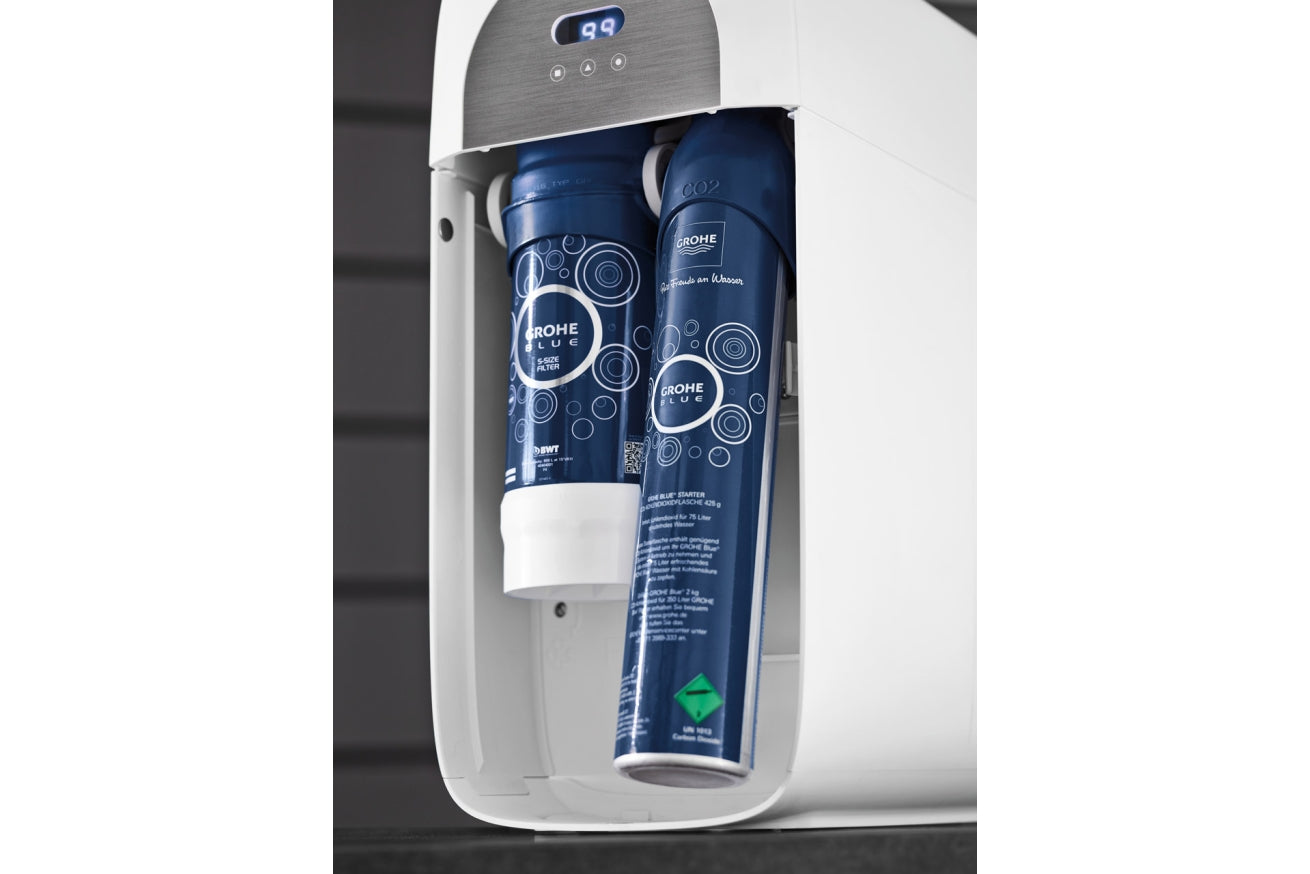 CO2-flasker startsett 425 g (4 stk) Grohe Blue Home bakside