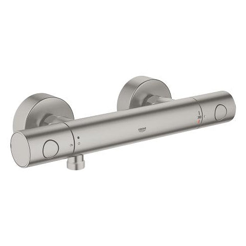 Dusjbatteri termostat børstet stål Grohe Grohtherm 1000 Cosmopolitan M forfra