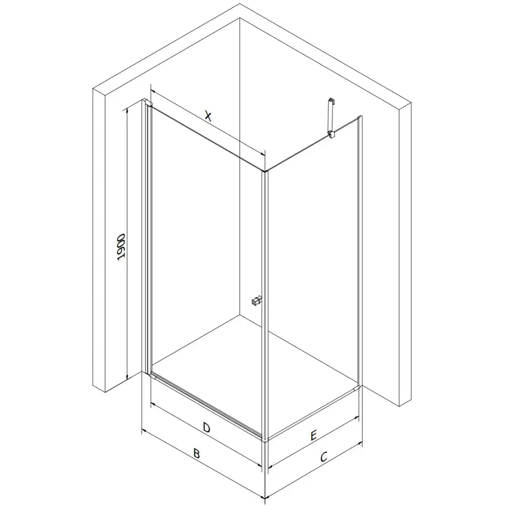 Dusjhjørne 90x80 Cm Krom