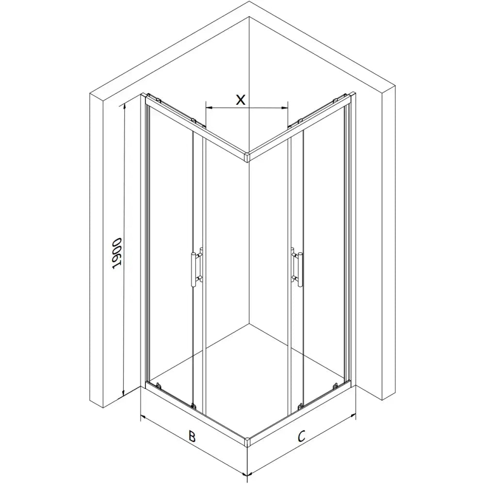 Dusjhjørne 90x90 Cm Frostet Sort Frostet