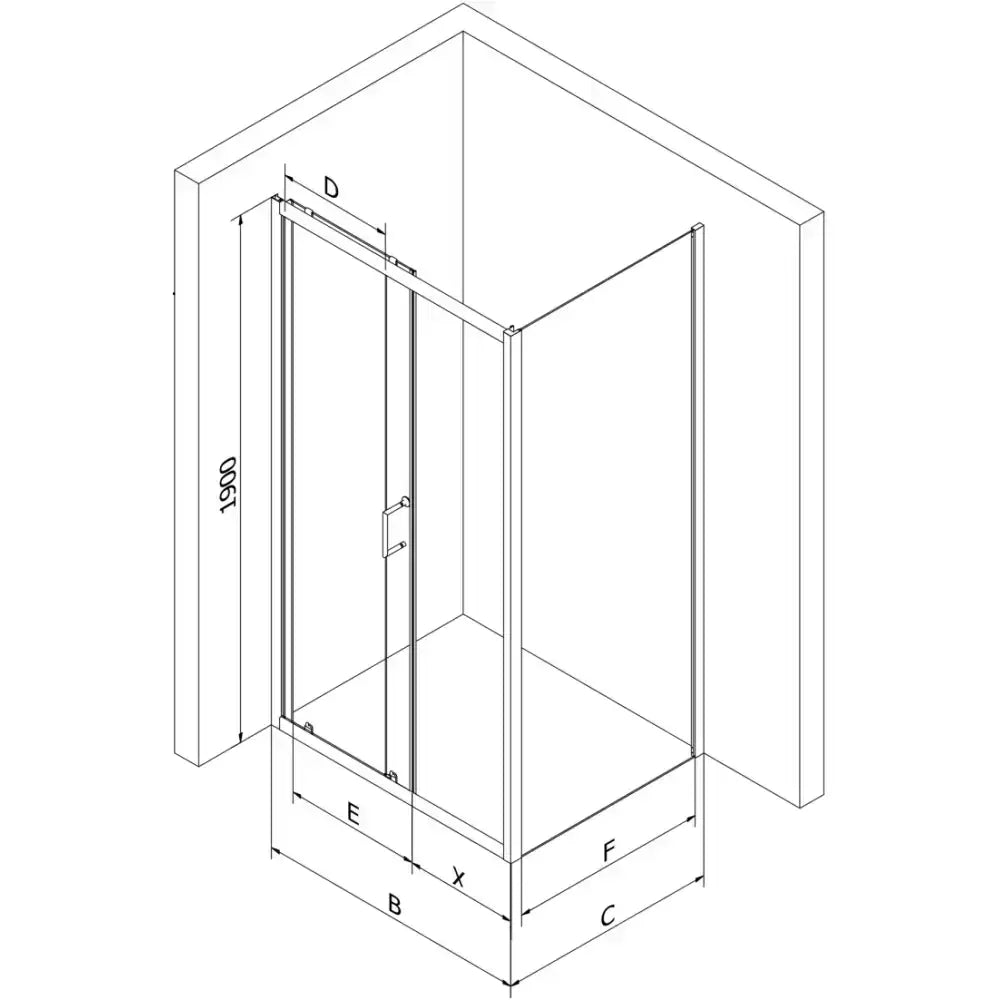 Dusjhjørne med Skyvedør 120x80 Cm Krom Inngangsbredde (mm): 510